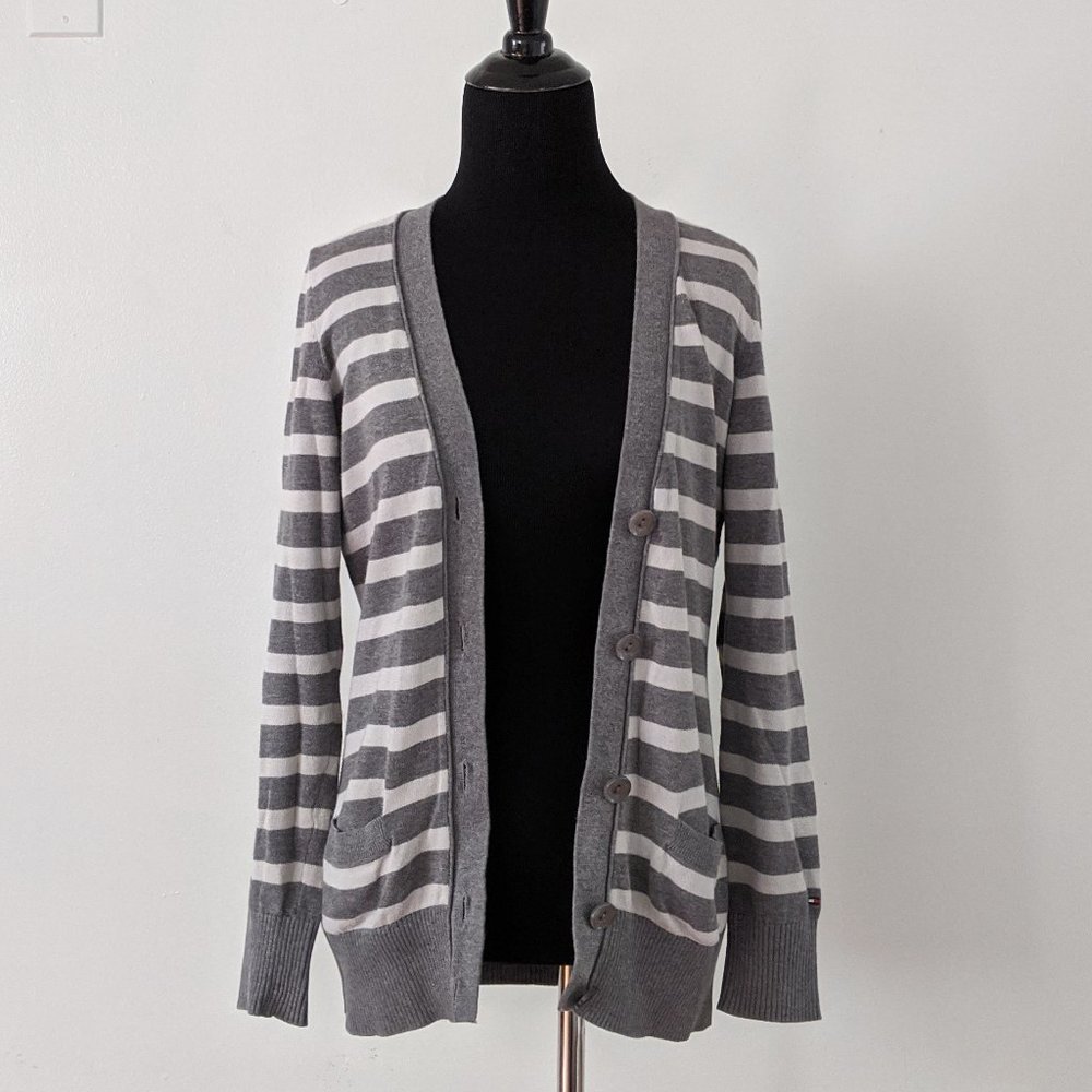 Tommy Hilfiger Gray Striped Cardigan size XS